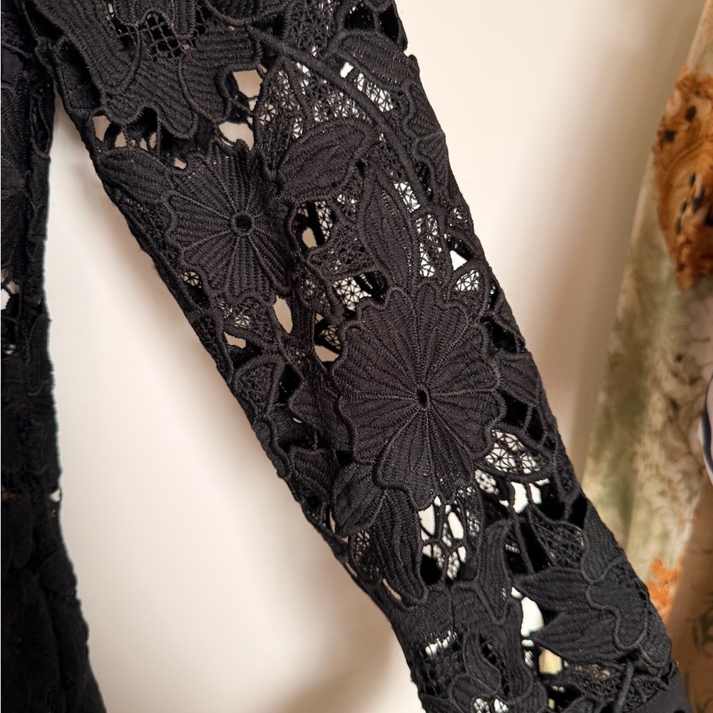 Ted Baker Black Floral Lace Button-Up Blouse - Picture 3 of 8